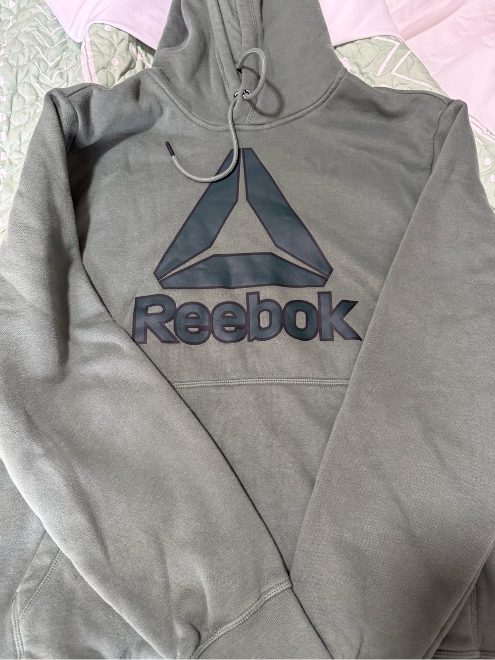 Reebok Men's Olive Green Crewneck Hoodie with Logo